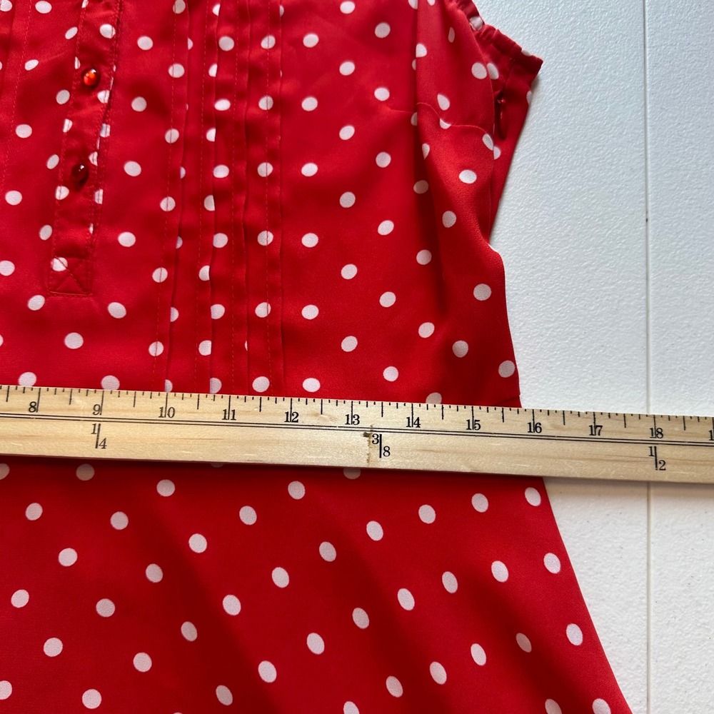 Nanette Lepore Red Polka Dot Dress Size 6 Retro Vintage Style Midi - Picture 12 of 13